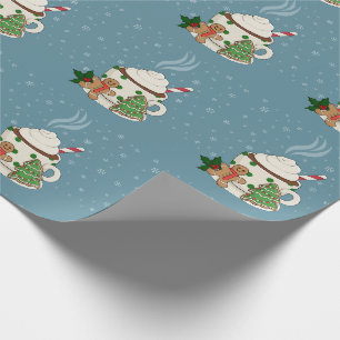 Papier Cadeau Chocolat chaud et pain d'épices Cookies - Noël