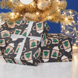 Papier Cadeau Chocolat chaud Noël Arbre vacances