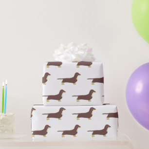 Papier Cadeau chocolat dachshund et silhouette tan