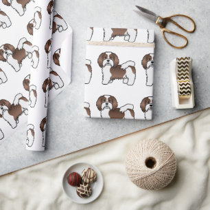 Papier Cadeau Chocolat Et Blanc Havanais Motif de dessin de chie