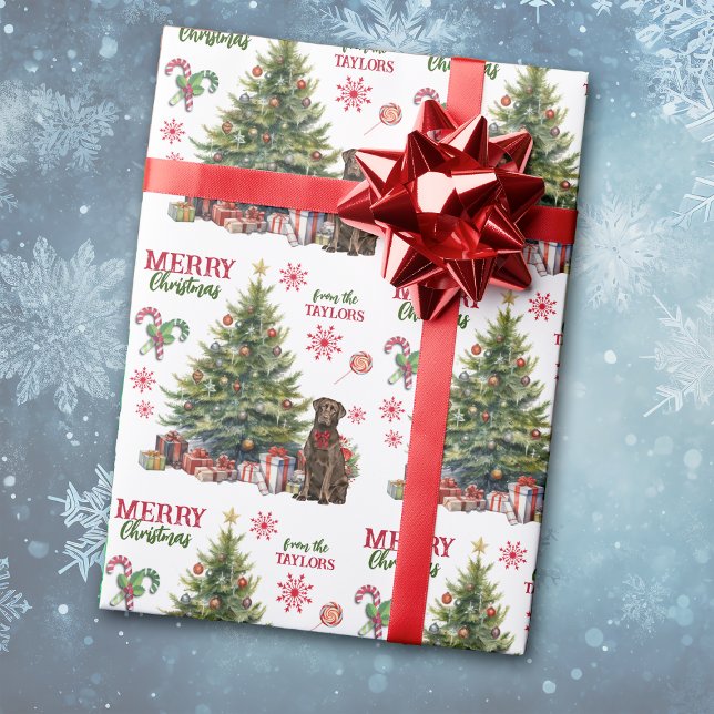 Papier Cadeau Chocolat Labrador Retriever Dog Holiday Tree (Créateur téléchargé)
