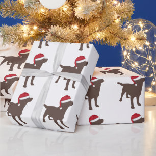 Papier Cadeau Chocolat Labrador Retriever Santa Hat Noël