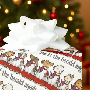 Papier Cadeau Chœur de chiens drôles Bark! Pun de dessin animé d