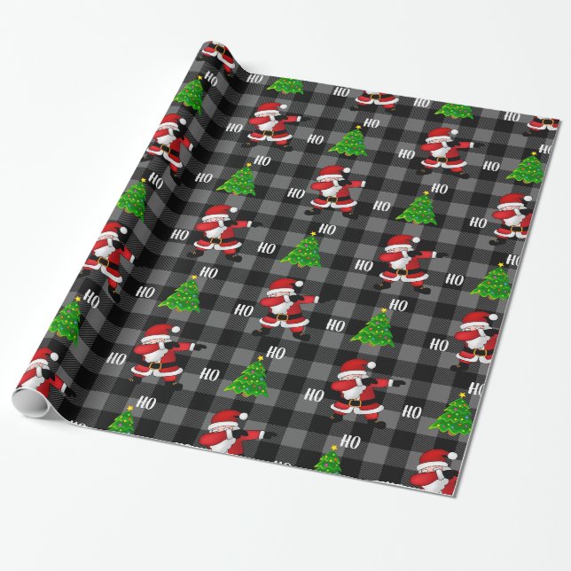 Papier Cadeau Choisissez votre propre couleur Funny Santa Claus  (Déroulé)