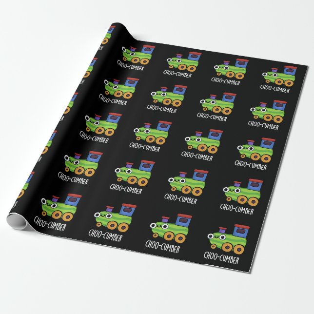 Papier Cadeau Choo-cumber Funny Concombre Pun de Concombre Dark  (Déroulé)