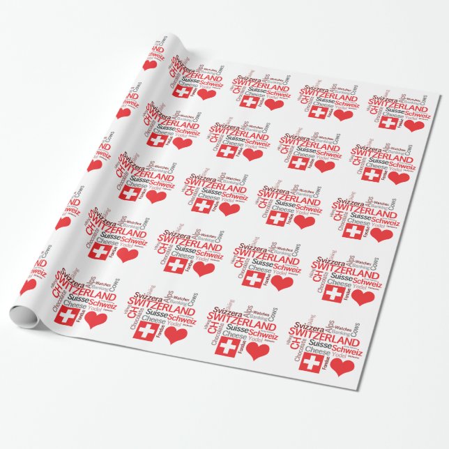 Papier Cadeau Choses suisses préférées - amour Suisse d'I (Déroulé)