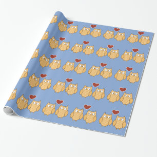 Papier Cadeau Chouette amour valentine