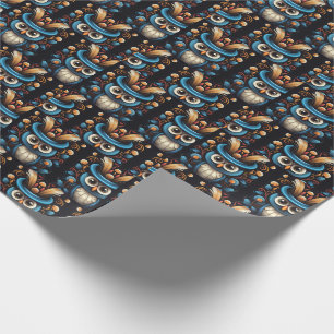 Papier Cadeau Chouette bleue
