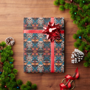 Papier Cadeau Chouette colorée aux fleurs de Whimsical