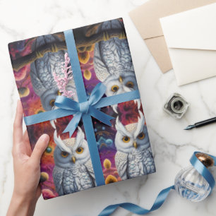Papier Cadeau Chouette cosmique de sagesse