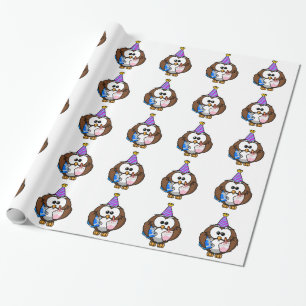 Papier Cadeau Chouette d'anniversaire