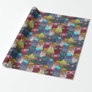 Papier Cadeau Chouette dans la couronne