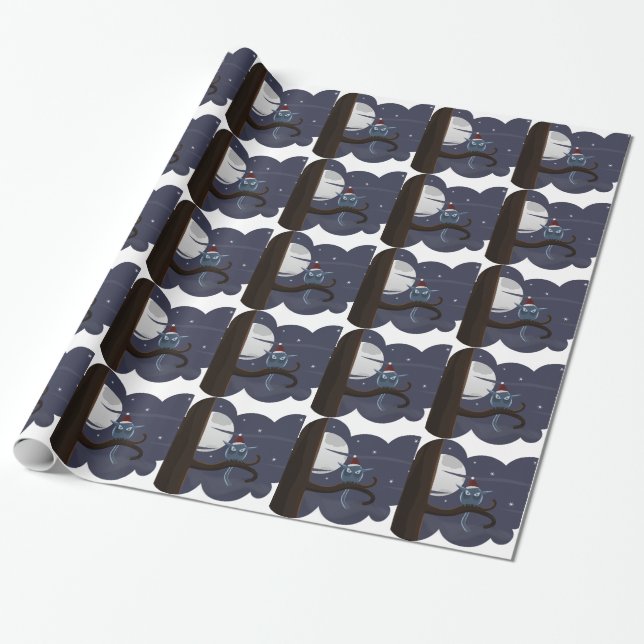 Papier Cadeau chouette de noël effrayant (Déroulé)