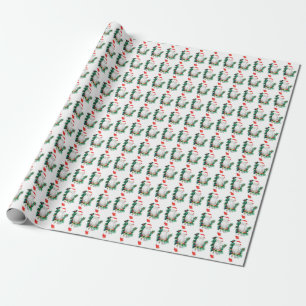 Papier Cadeau Chouette de Noël Stocker Wreath Whimsical Wildlif