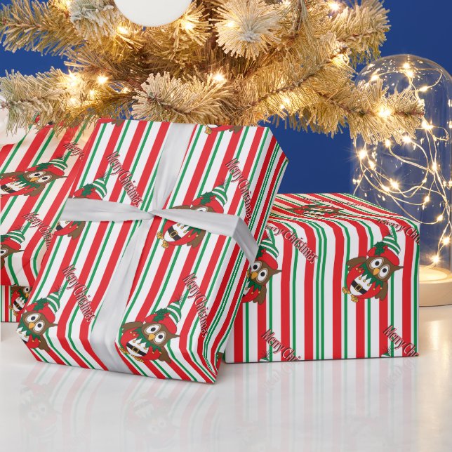 Papier Cadeau Chouette des elfes de Noël (Vacances)