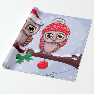 Papier Cadeau Chouette douce à Noël