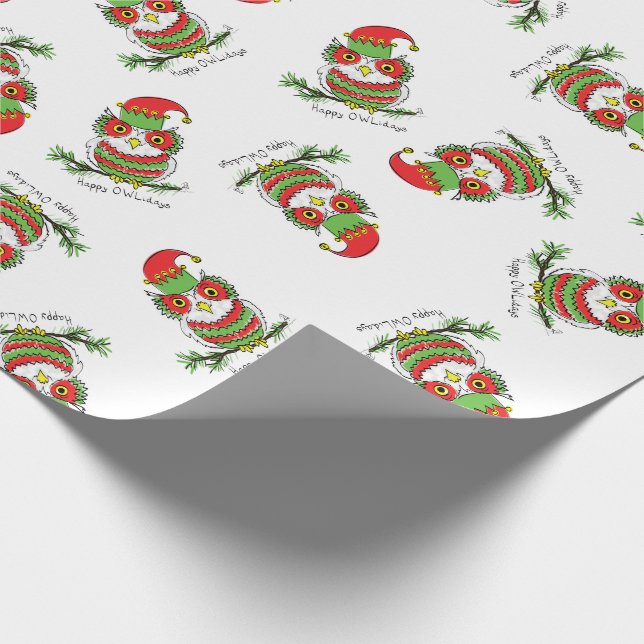 Papier Cadeau Chouette Noël Mignonne Vacances amusantes (Coin)