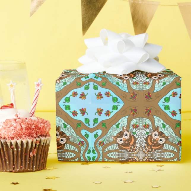 Papier Cadeau Chouette tirée à la main Mandala Art Anniversaire (Fête d'anniversaire)