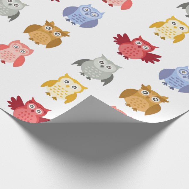 Papier Cadeau Chouettes d'animaux de bois mignonne moderne (Coin)