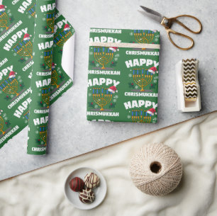 Papier Cadeau Chrismukkah Santa Hat et Menorah