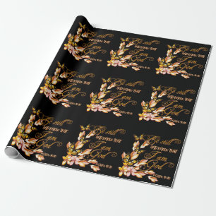 Papier Cadeau Christian Bible Verse Psaume 46:10 Fleur Papillon