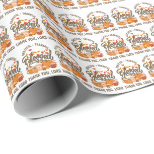 Papier Cadeau Christian GRATEFUL MERCI BLESSEE Thanksgiving