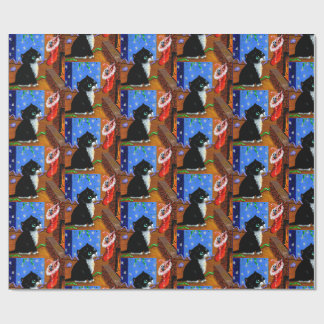 Papier Cadeau Christmas Black Cat Art Painting