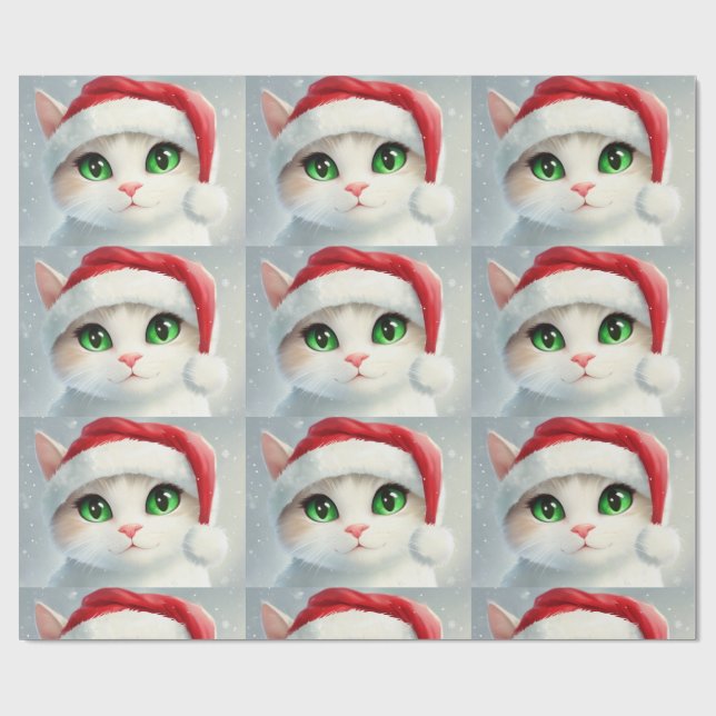 Papier Cadeau Christmas Cat  (Plat)