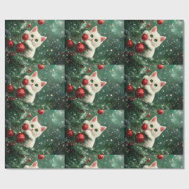 Papier Cadeau Christmas Cat Climbing Xmas Tree