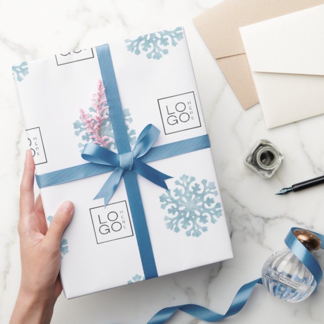 Papier Cadeau Christmas Company Logo Snowflake Fêtes d'affaires (Cadeaux)