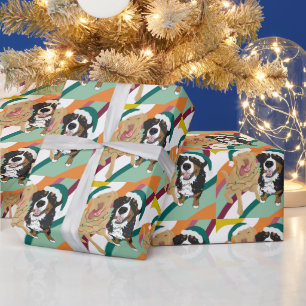 Papier Cadeau Christmas Dudley Labrador et Bernese Mountain Dog