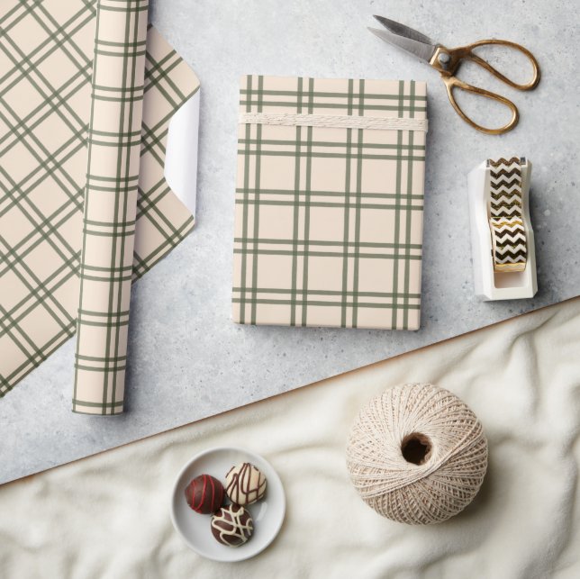 Papier Cadeau Christmas Gingham Grid Vintage Traditional Modern (Artisanat)