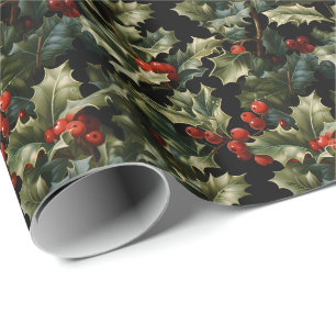 Papier Cadeau Christmas Holly Berry