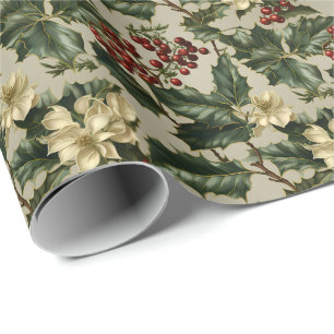 Papier Cadeau Christmas Holly Berry