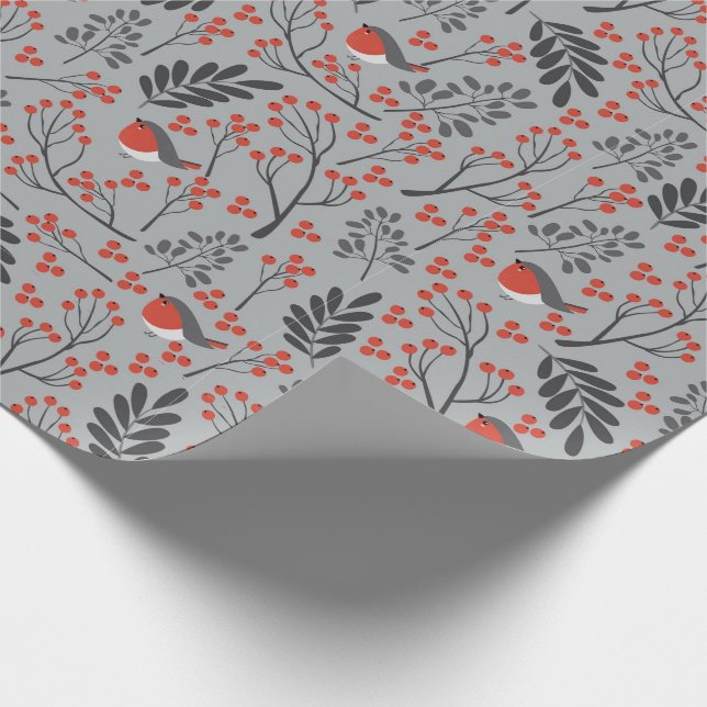 Papier Cadeau Christmas Holly et Birds (Coin)