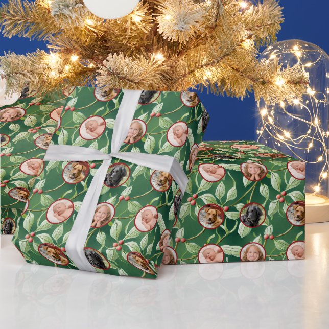 Papier Cadeau Christmas Holly Photo Wrapping Paper (Vacances)