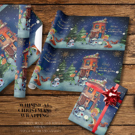 Papier Cadeau Christmas House & Woodland Friends Wrapping Paper