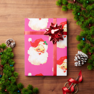 Papier Cadeau Christmas Jolly Père Noël Joyeux Pink Fun