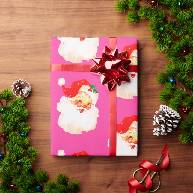 Papier Cadeau Christmas Jolly Père Noël Joyeux Pink Fun (Cadeau de vacances)