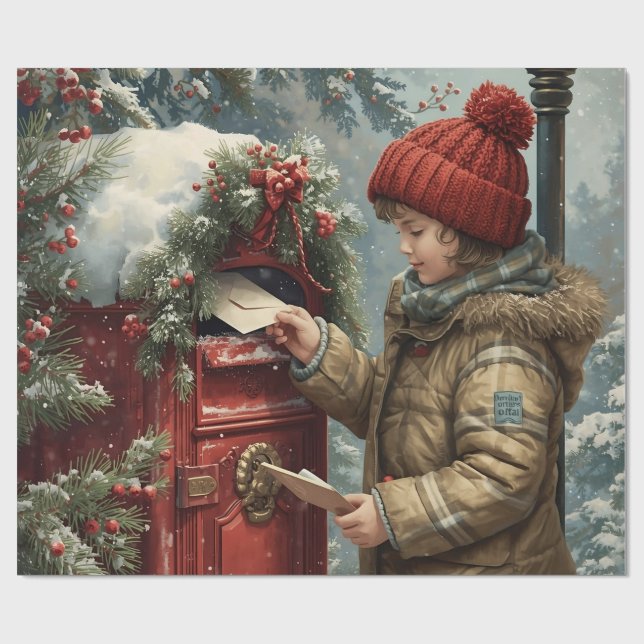 Papier Cadeau Christmas mailbox festive winter gift (Plat)