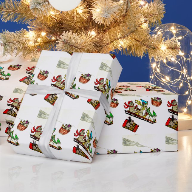 Papier Cadeau CHRISTMAS MICE SLEDING papier (Vacances)