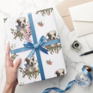 Papier Cadeau Christmas mignon Chien Chien Chien Élégant Motif s