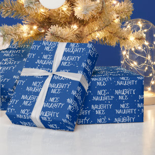 Papier Cadeau Christmas NICE NAUGHTY Texte Sur Rouge