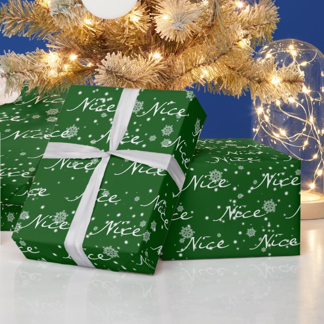 Papier Cadeau Christmas NICE Texte Dans Les Snowflakes Enveloppe (Vacances)
