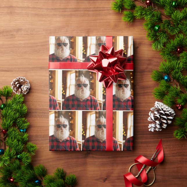 Papier Cadeau Christmas Old Man With Beard Under Sunglasses (Cadeau de vacances)