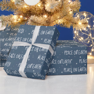 Papier Cadeau Christmas PEACE ON EARTh Texte sur les étoiles