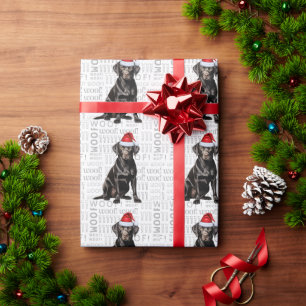 Papier Cadeau Christmas Père Noël Black Labrador Holiday Chien