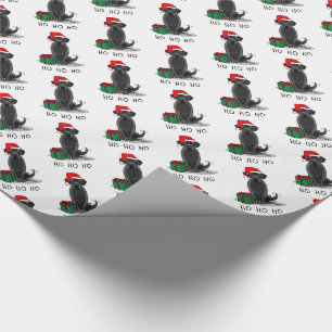 Papier Cadeau Christmas Père Noël Black Labrador Retriever Cute