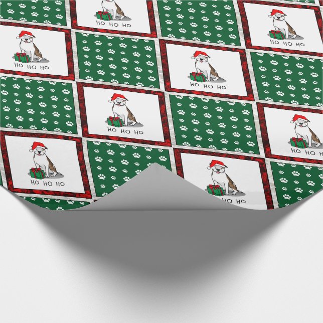 Papier Cadeau Christmas Père Noël Pit Bull (lt brindle white 3)  (Coin)