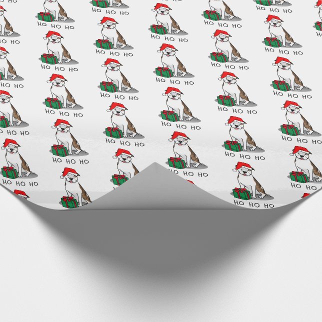 Papier Cadeau Christmas Père Noël Pit Bull (lt brindle white 3)  (Coin)